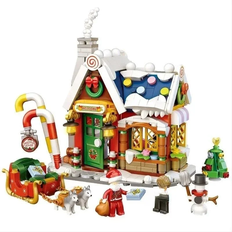 

Unique Christmas Gift Forest House Building Blocks Snowman Cabin Toy Bricks Decoration For Boyfriend Girlfriend