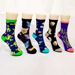 Women's socks Cute Funny Cartoon Food Fruit Animal Burger Fried Egg Avocado Frog Mermaid Happy Japanese Harajuku Skateboard Sock