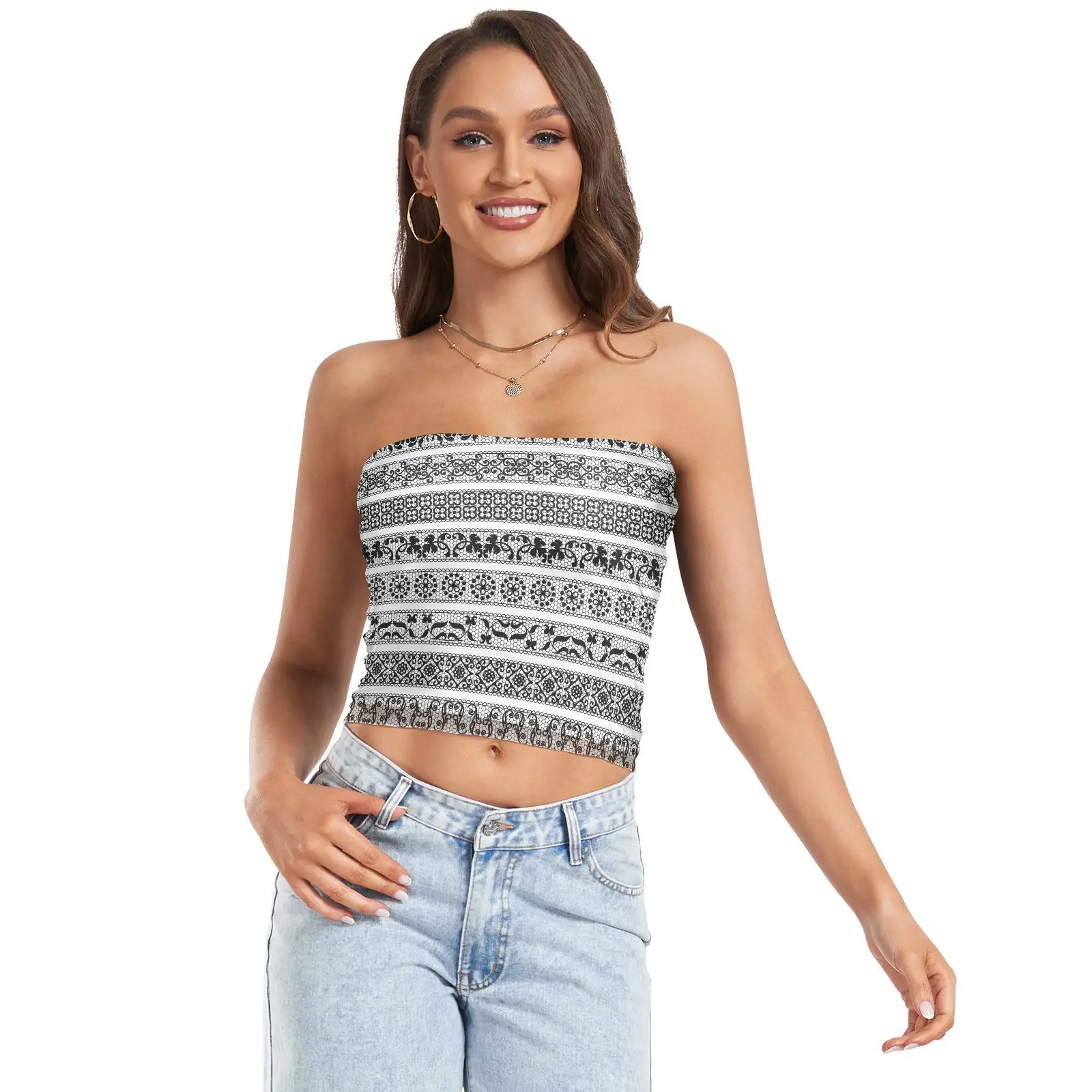 

New Womens Sexy Strapless Off Shoulder Crop Tube Top Ethnic style Stretchy Bandeau Seamless Casual Basic Breast Wrap