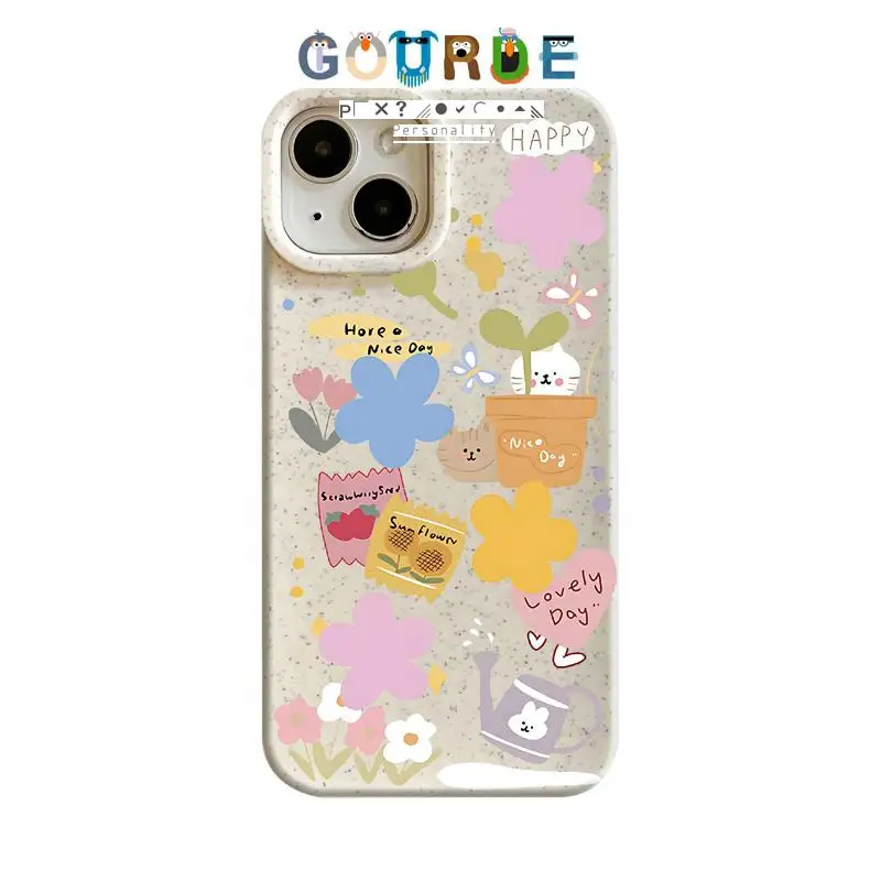 

Gourde Cute Cat Flower Cartoon patterns Phone Case for Iphone 16 15 14 12 13 11 Pro Max IP 7 8 Plus Iphon X XS XR Xs Max