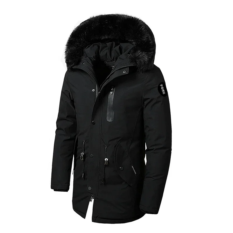 Wholesale fashion polyester Mens Winter Fake fur hoodie padded jacket, hooded padded parka for men