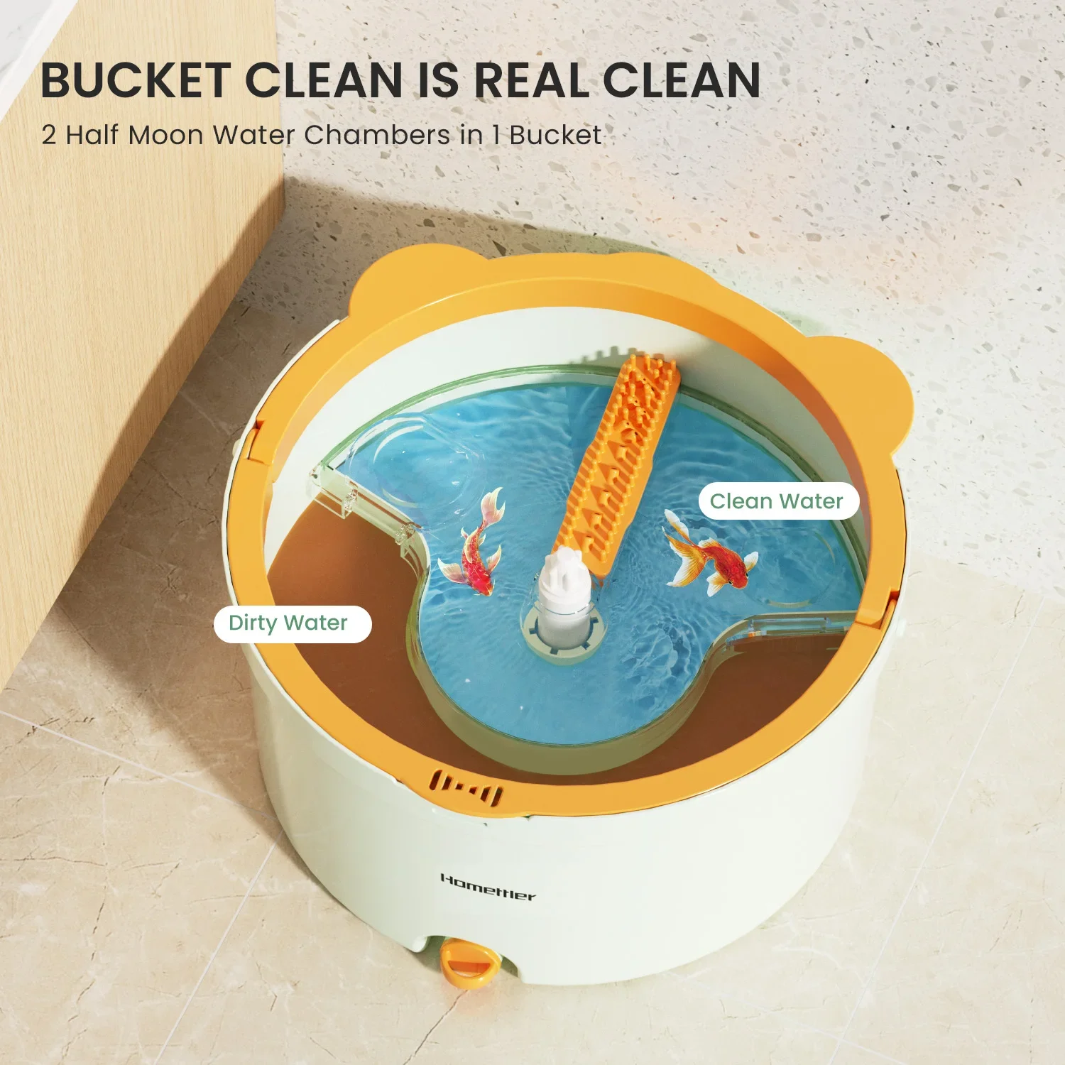 Dirty Separation Spin Mop Rotating Squeeze Mop With Bucket Hand-free Washing Floor Washing Mop Window Cleaner Household Cleaning