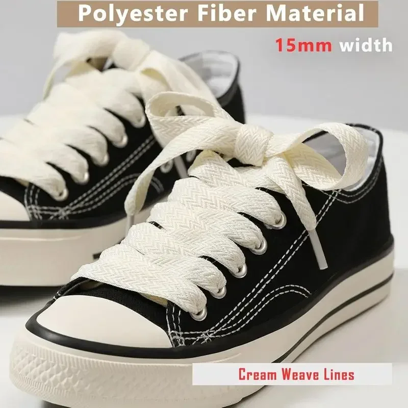 1,5 cm Breite, dicke, flache Schnürsenkel, Sneaker-Schnürsenkel für Basketball, Tennis, Sportschuhe, Schnürsenkel, gewelltes Brot, Seil, Schuhe, Saiten – Detail 16