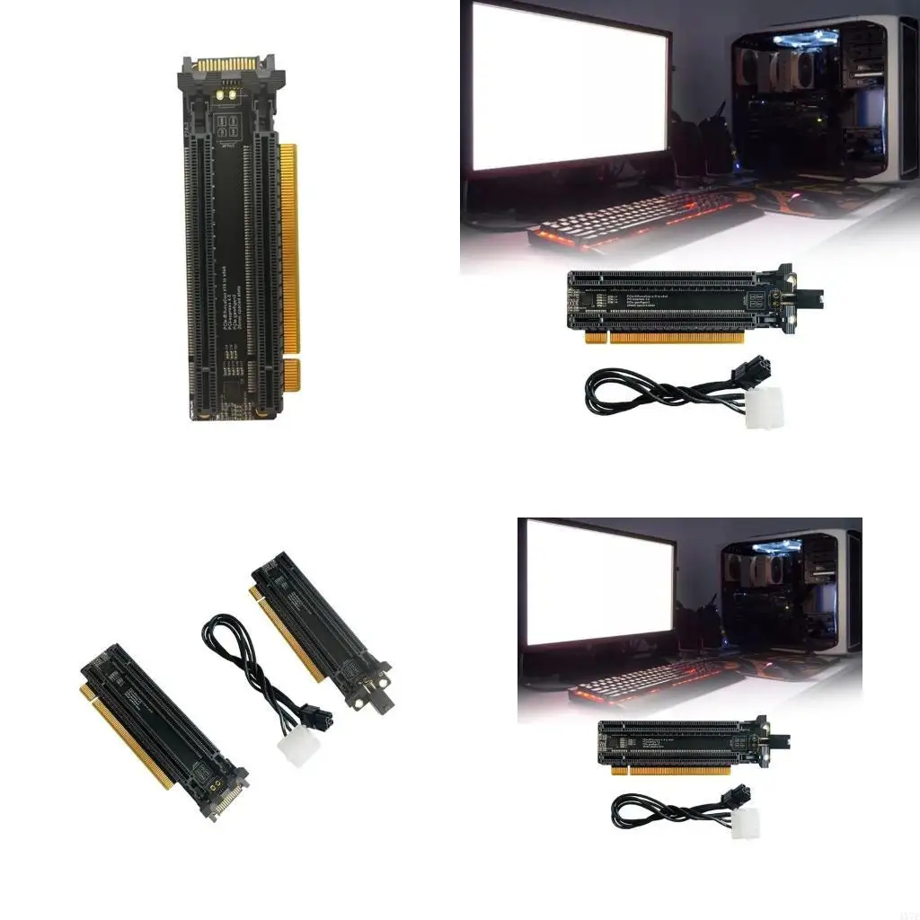 

4X7E PCIE x16 Плата расширения от 1 до 2 Разделенная карта Gen4 PCIe-бифуркация от x16 до x8x8