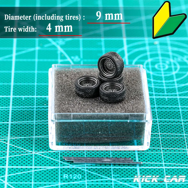 KICARMOD 1/64 ABS Grey Wheels With Rubber Tyre  Modified Parts Diameter 10mm For Model Car Racing Vehicle Toy Hotwheels Tomica