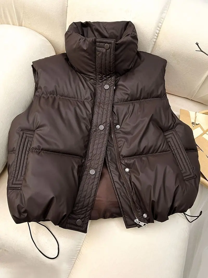 2025 New Women Winter Warm Waistcoat Ladies Sleeveless Stand Collar Coats Warm Outerwear Casual Lightweight Puffer Vest Jackets
