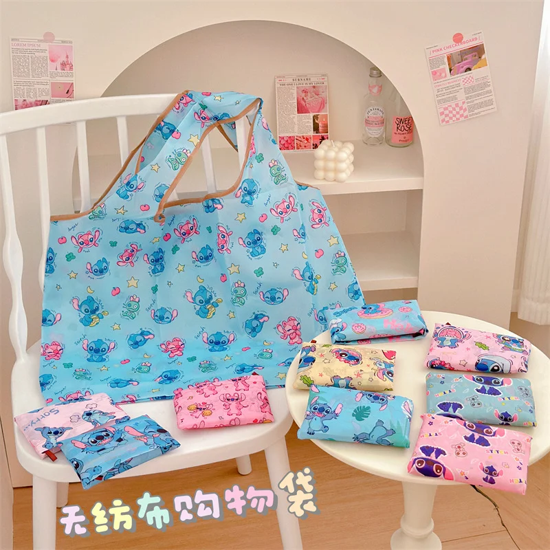 

Cartoom Stitch Shopping Bag Portable Folding Large Capacity Eco-Friendly Supermarket Shopping Bag Reusable Large Capacity Gift