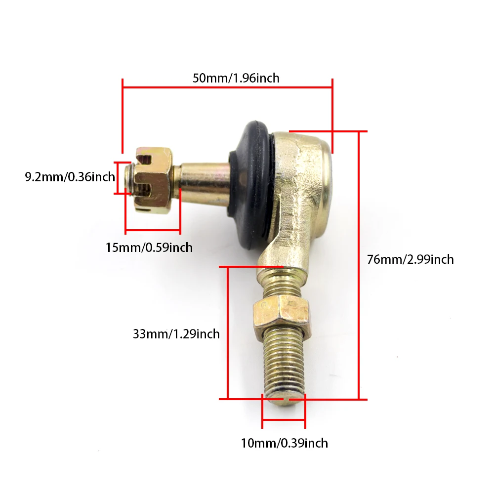 1 Pair M10-M10 Tie Rod End Kit Ball Joint For YAMAHA RAPTOR 350 YFM350 04-09 For 70cc 90cc 110cc 125cc 150cc 200cc 250cc ATV