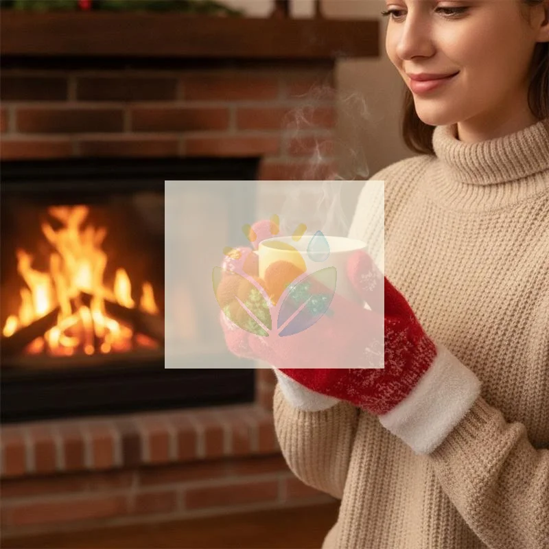 Cute Winter Fingerless Touchscreen Gloves Women Christmas Themed Fleece Lined for Driving Texting Outdoor Activities