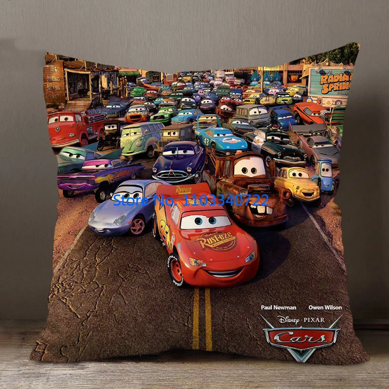 Anime Racing McQueen Cars Cushion Cover Plush Pillowcase Pillow Case Sofa Car Home Bedding Decor 45x45cm Kids Birthday Gift