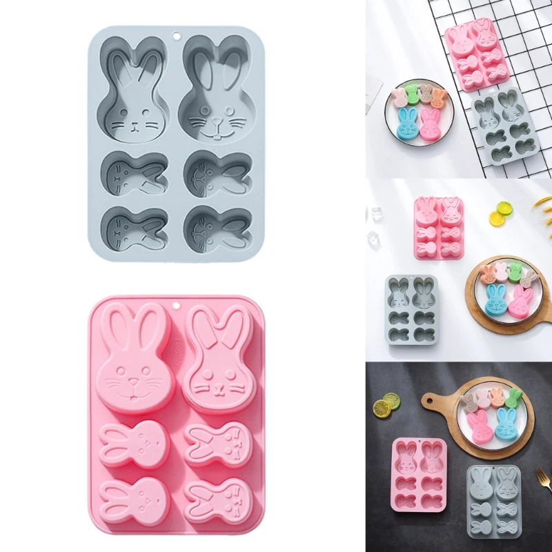 6-Cells Rabbit Chocolate Mold 3D Cake Silicone Mold DIY Candy Dessert Mold