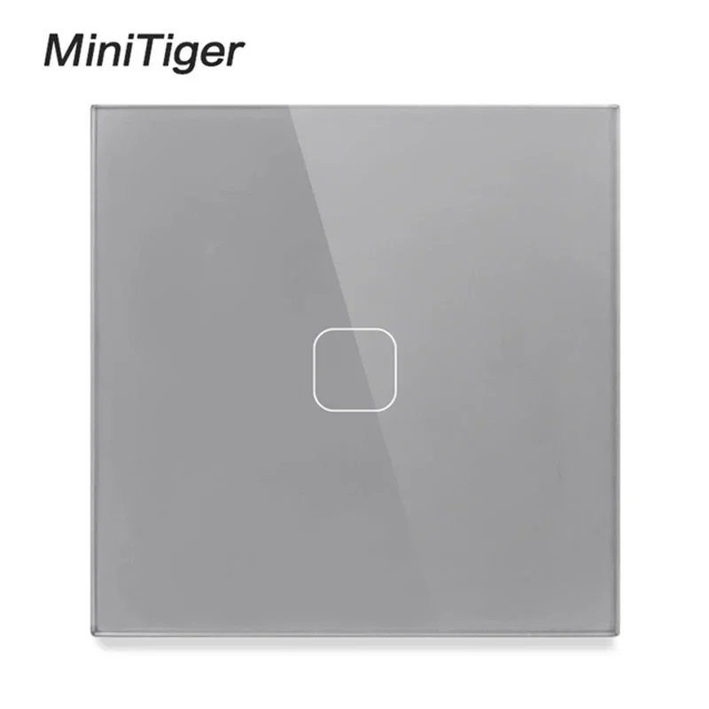 Aanraakschakelaar EU/UK standaard wit kristalglas paneel aanraakschakelaar, AC220V, 1 gang 1 manier, EU lichte muur touchscreen schakelaar