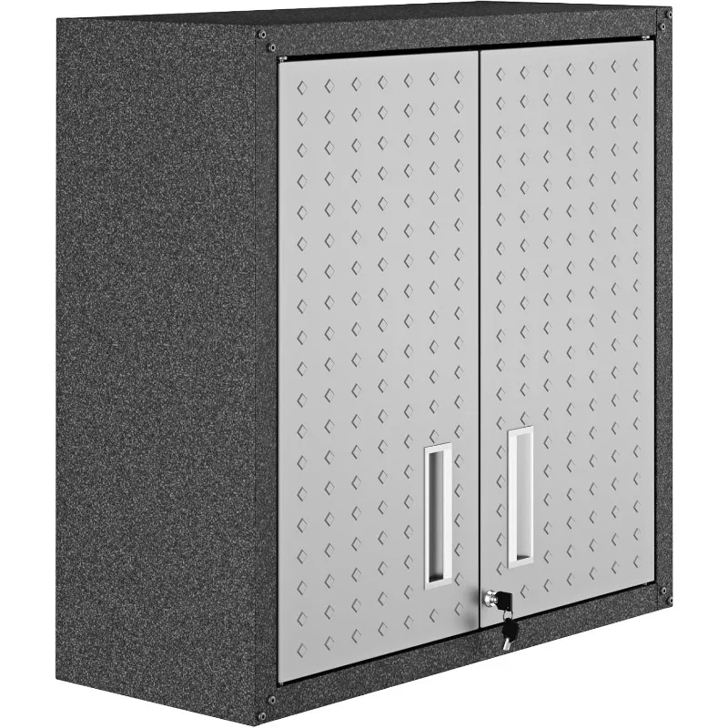 Manhattan Comfort Fortress Floating Garage Storage Cabinet, Black/Grey