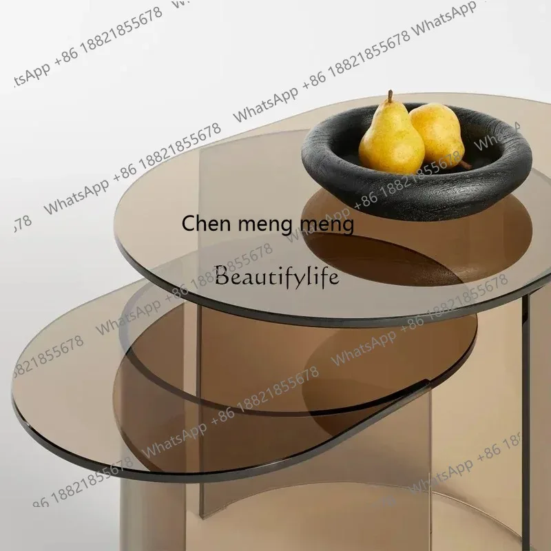 Nuovo stile Wabi Sabbia vento Italiano minimalista soggiorno tavolino da caffè piccolo appartamento combinazione di lenti in vetro s8350
