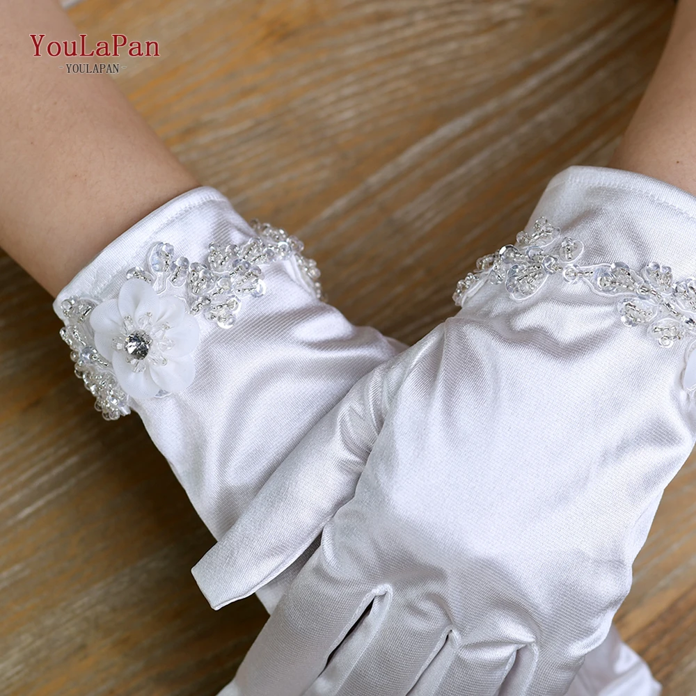 YoulaPan-Ladies' Short Finger Glove, Lace Applique Bordado, Bridal DIY Luvas, Acessórios para a Noiva, Festa de Casamento, M39