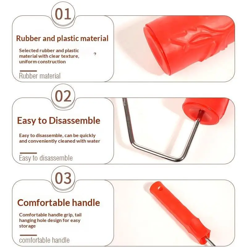 ~Paint Roller Embossed Rubber Drum Print Roller Paint Liquid Wallpaper Diatom Ooze Painting Tools DIY Furniture Wall Renovation