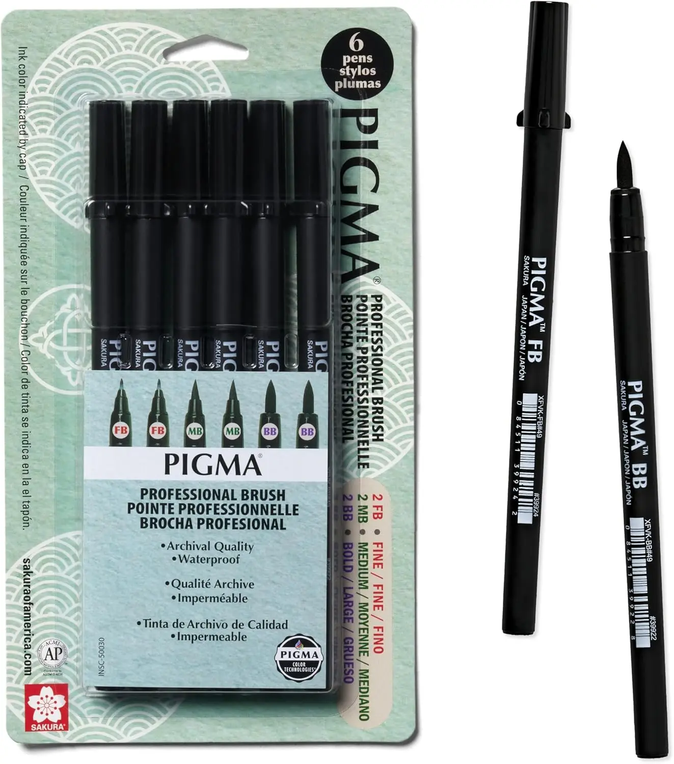 

Professional Brush Pen Set, 6 Black Pens for Artists and Students, Smooth Ink Flow