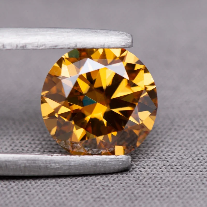 Moissanite Rundschliff Champagnerfarbe Acht Herzen und Acht Pfeile Moissanit-Diamanten Edelsteine mit Zertifikat – Detail 5