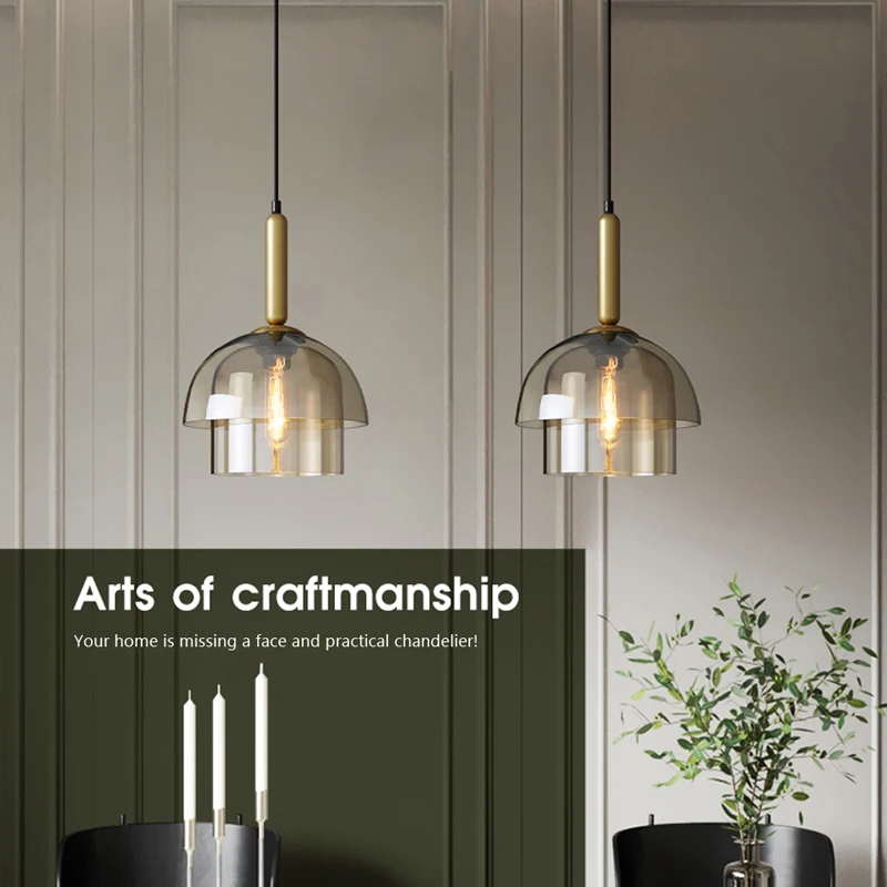 Vintage Art LED Pendant Chandeliers Lighting Glass Pendant Lamp Restaurant Living Room Aisle Bar Decor Hanging Lighting Fixtures