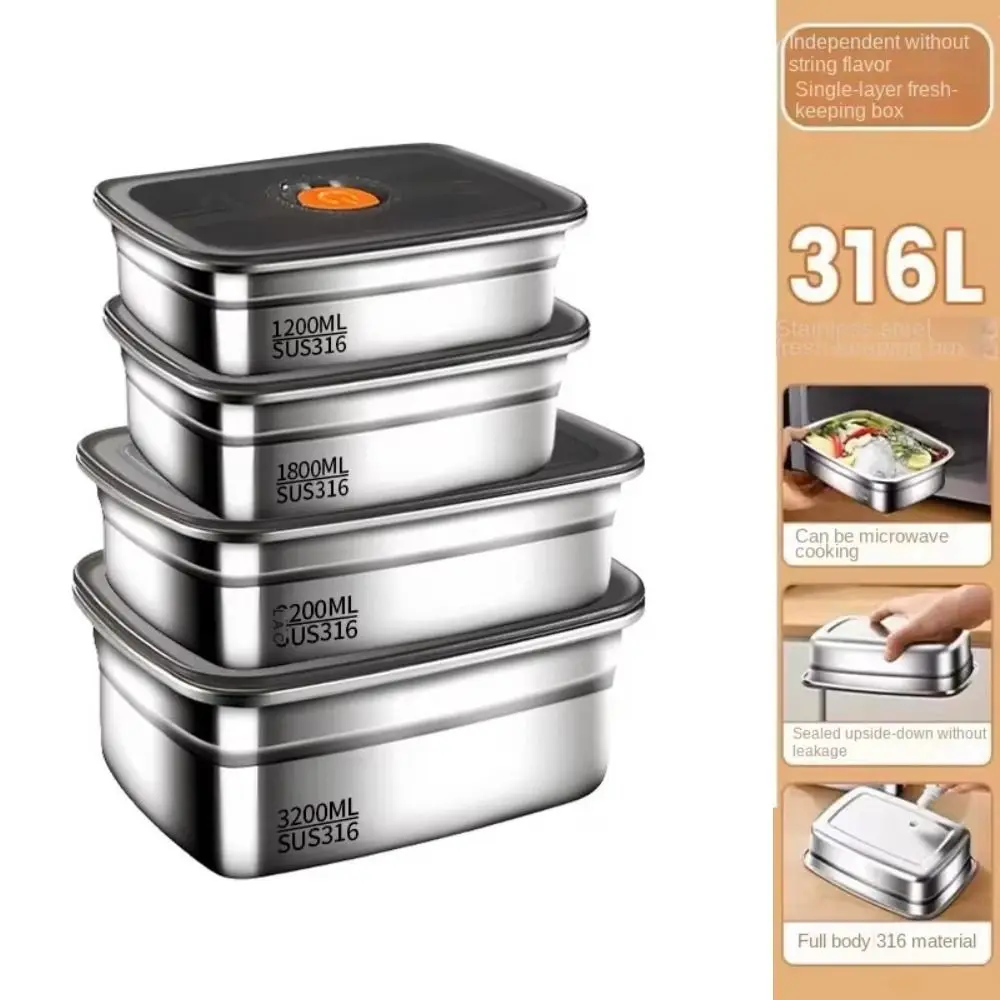 Stainless Steel Camping Lunch Box Leak-proof Microwave Suitable Bento Box Sealed Large Capacity Refrigerator Freezer Storage Box view 3