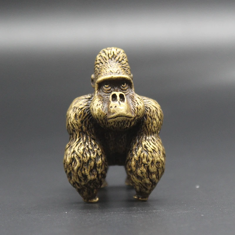 

Precision solid copper gorilla small ornament handle piece antique micro carving antique