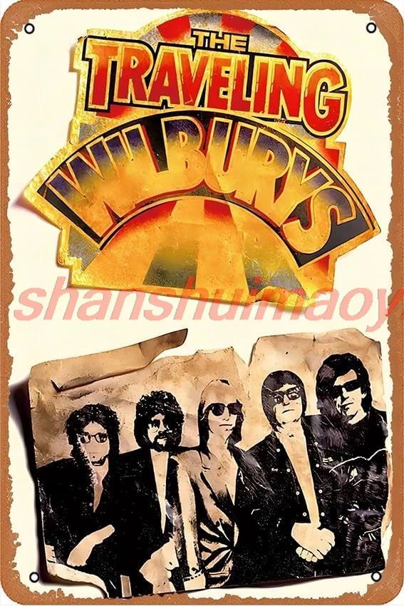 Traveling Wilburys Iron On Transfer #3 Poster Retro Metal Tin Vintage Sign 12 X 8 Inch Bar Music Club Man Cave Room Wall Decor