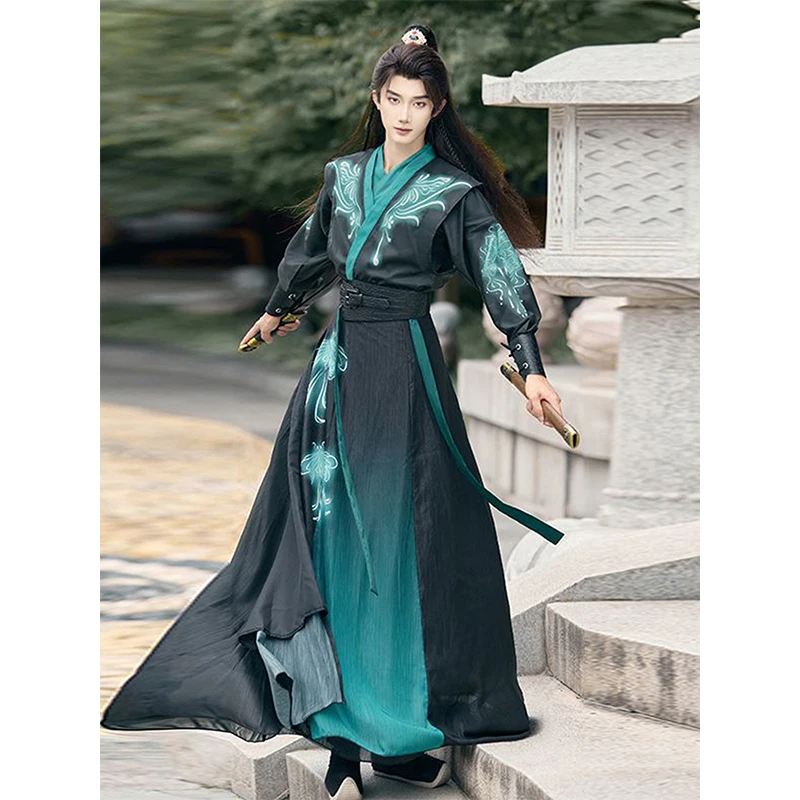

Unisex Chinese Hanfu Men Tang Style Jacket WuXia Martial Art Robe Cross Collar Anime Cosplay Costume Movie Anime Performance