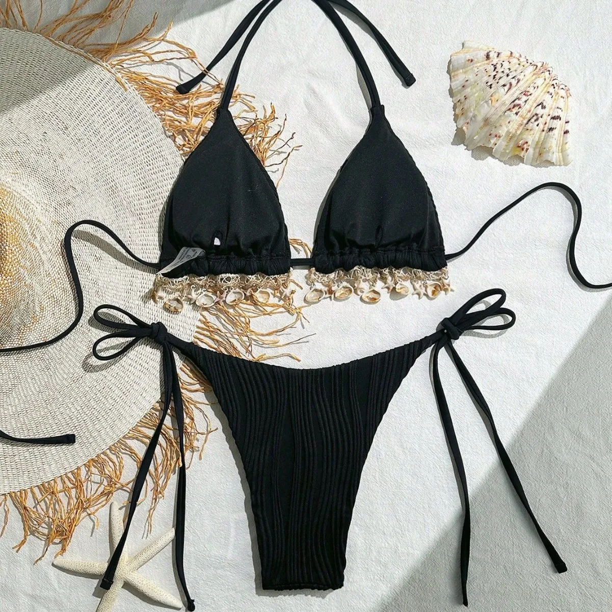 Sexy Tie-Detail Bikini Set Swimming Suit Women's New Arrival Sport Yoga Fitness Fans Goods  Bikini with Chest Pad