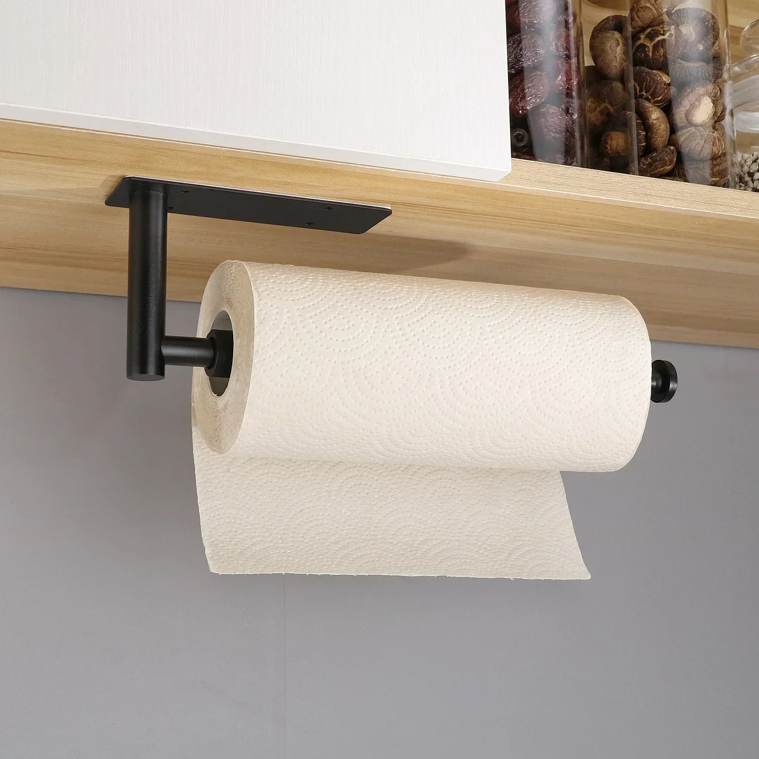 Paper Towel Holder-Single Hand Operable Wall Mount Paper Towel Holder Under Cabinet with Damping Effect for Kitchen Bathroom