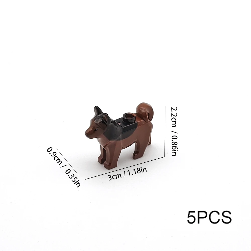 5pcs Animal building blocks MOC sled dog DIY assembly city ornaments pet husky police dog puppy toy children\'s Christmas gift