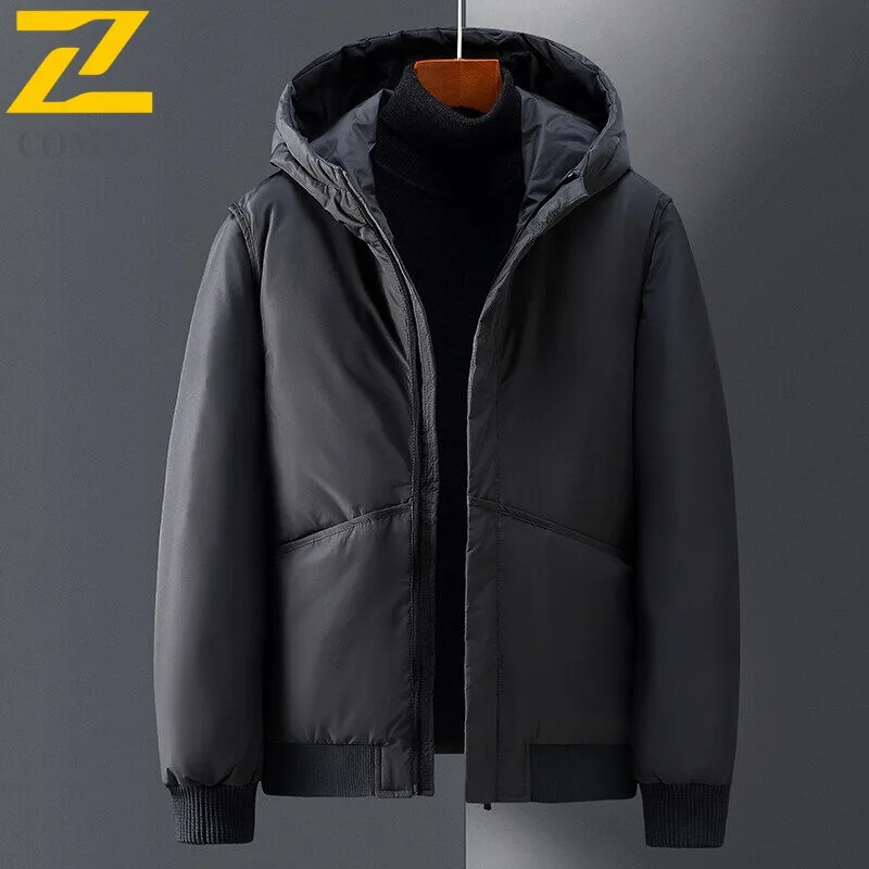 

COMXZ мужской легкий роскошный пуховик для поездок на работу, удобная морозостойкая парка, однотонные зимние пальто для путешествий с защитой от холода