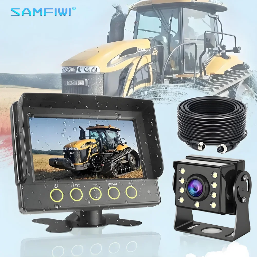 2CH 7'' Waterproof Car DVR Monitor Dustproof AHD Backup Camera For Truck Trailer RVs Van Agricultural Engineering Vehicle IP69