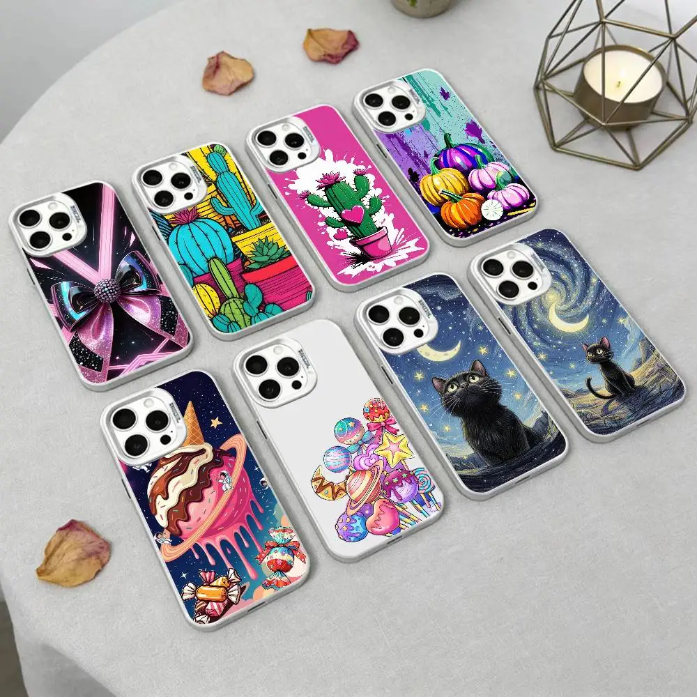 

Y2K Black Cat Art Phone Case For iPhone 17,16,15,14,13,12,Pro MAX Black Matte Shockproof Cover