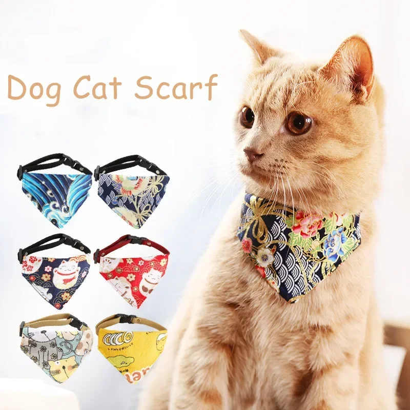 Adjustable Cat Bandana Collar Bow Tie Kitten Dog Cat Scarf Triangular Puppy Bandana Cats Necklace Scarf CatS Bibs Accessories