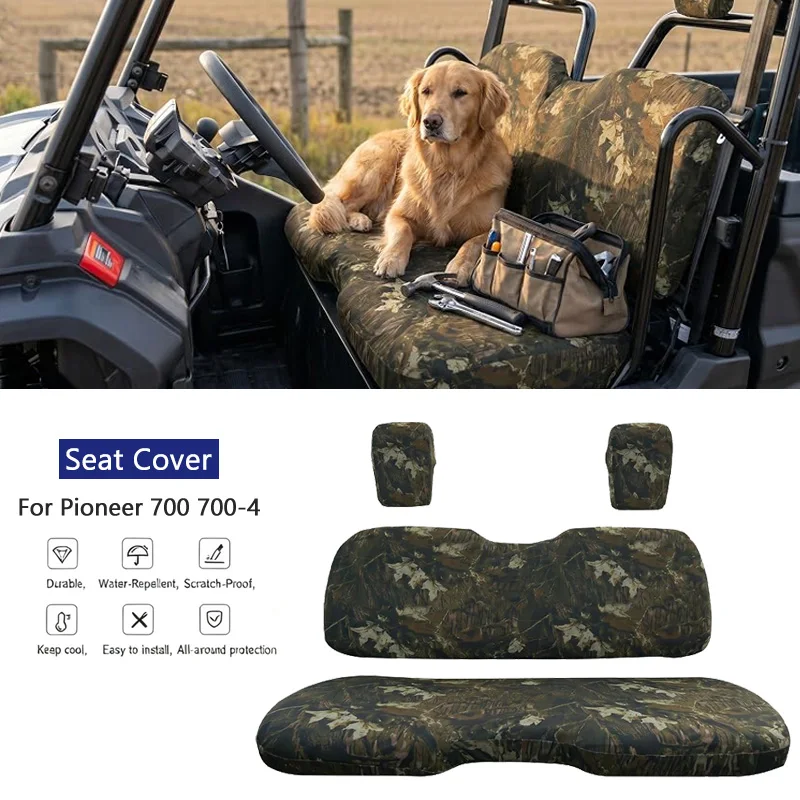 Waterproof Camo UTV Seat Cover Set UTV Wear Resistant Bench Seat Protector For Honda Pioneer 700 700-4 2014-2025 UTV Accessories