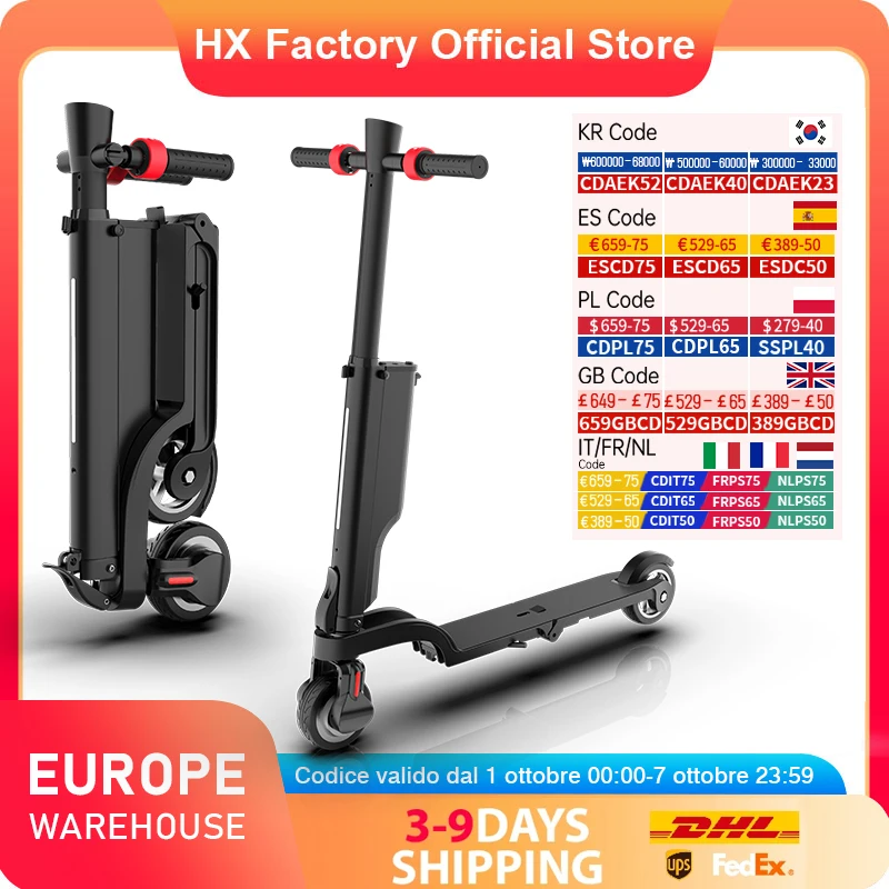 HX X6 electric scooter Foldable 350W 25KM/H Electric scooters 7.5AH 36V E Scooter 5.5 Inch Escooter for Adults