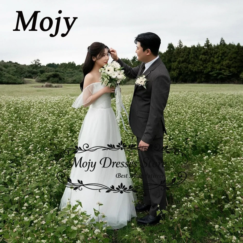 

Mojy 2026 Elegant Off Shoulder Wedding Dress 웨딩드레스 Pleat Tulle Bridal Gown Floor Length Korea Photoshoot Customized