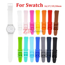 Silicone Strap for Swatch Watch Strap 16mm 17mm 19mm 20mm Waterproof Soft Rubber Watch Band Wrist Bracelet Belts