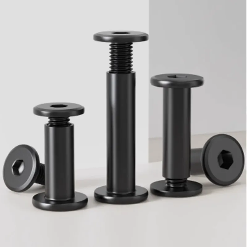 5pcs-10pcs M3 - M8 black colour Stainless Steel large flat hex furniture nut with screw Rivet Connector Insert Joint Sleeve Nut