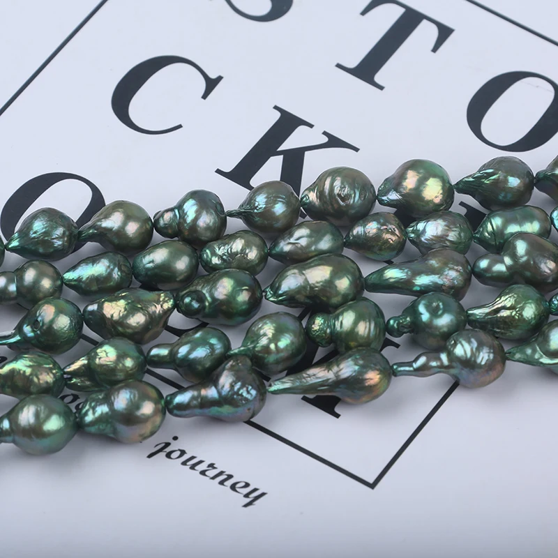 Wholesale 10-13mm Pistachio Green Baroque Loose Pearls  Freshwater Pearl Strand for Custom  Jewelry  Making