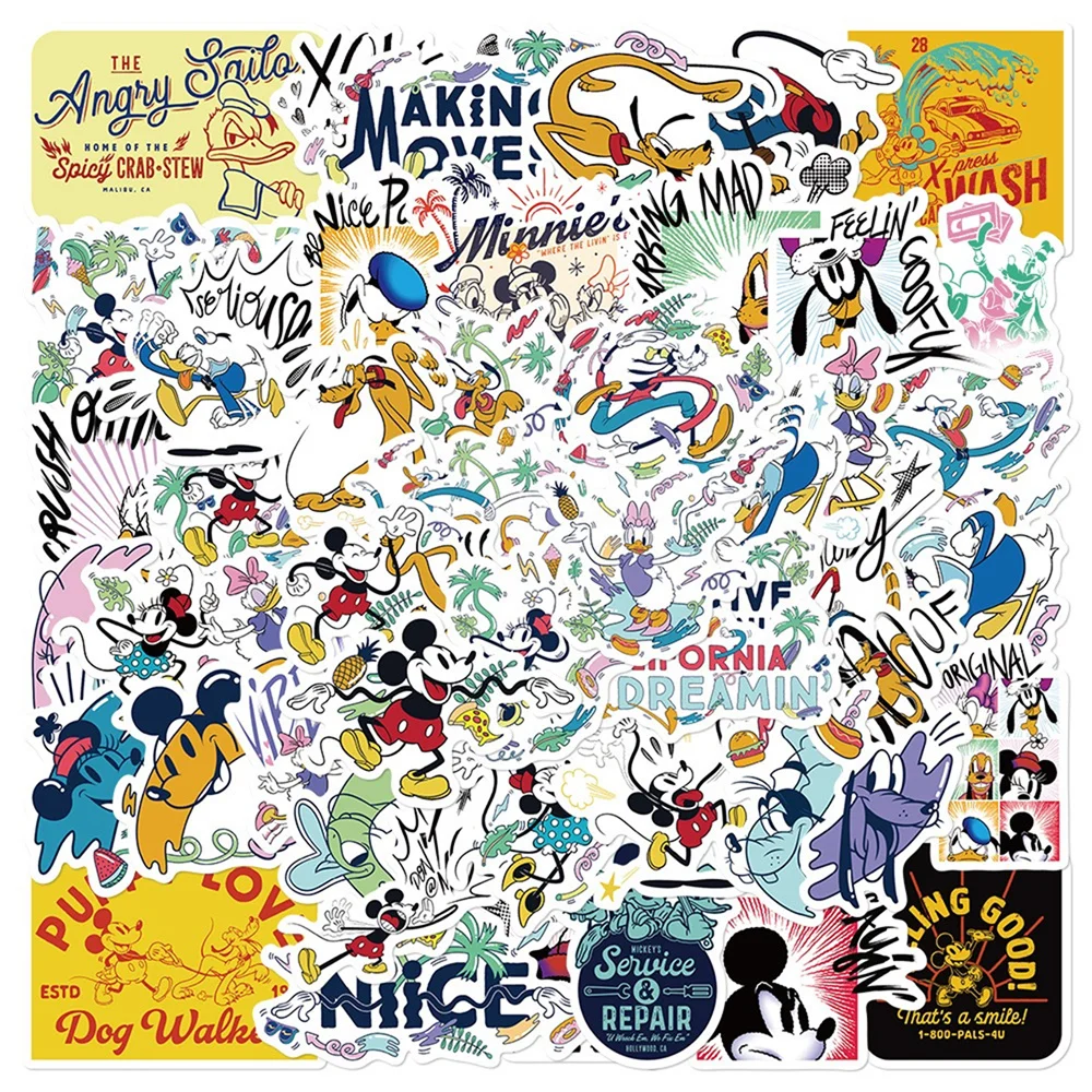 Disney 50 pièces en forme d'étranglement Mickey Graffiti autocollant pour coque de téléphone bagages journal créatif bricolage autocollants cadeaux de vacances de noël