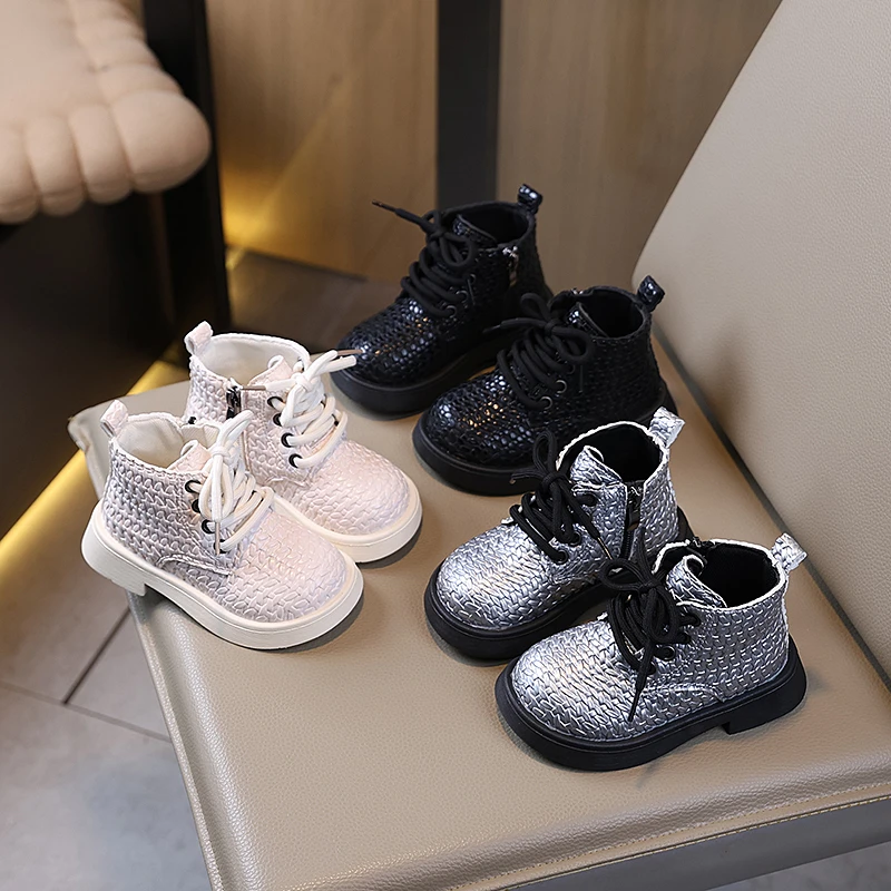 

Новинка осени 2024, сапоги для верховой езды для девочек, одиночные сапоги в британском стиле, детские короткие школьные ботильоны на тканой мягкой подошве для маленьких девочек