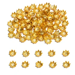 100Pcs/bag 10mm Metal Hollow Flower End Beads Caps DIY for Jewelry Making Bracelet Necklace Spacer Beads Accessories Wholesale