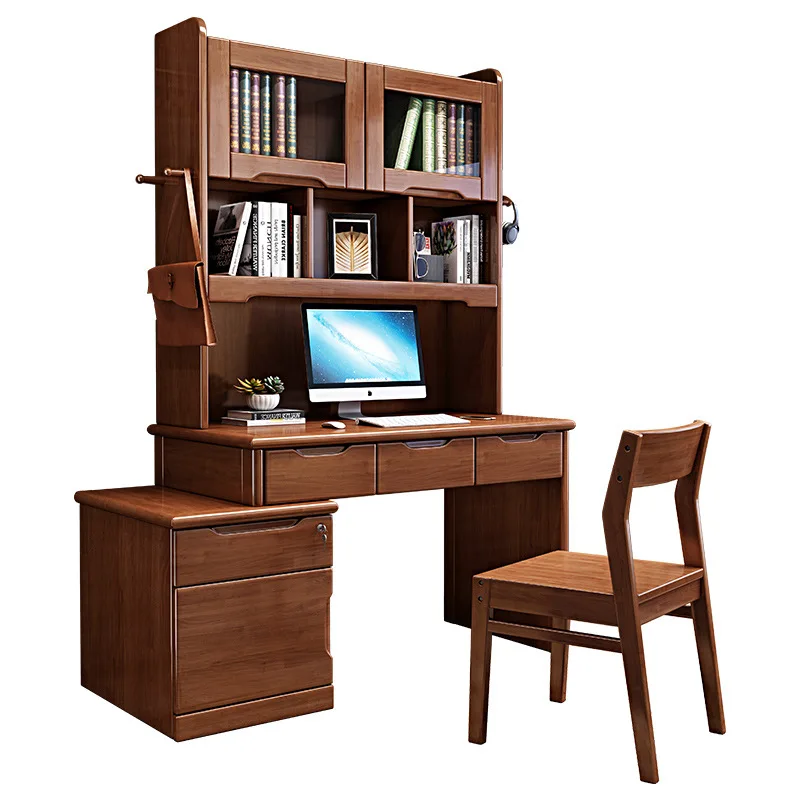 

Стол из цельного дерева, книжный шкаф, книжная полка, встроенный китайский домашний настольный компьютер, студенческий письменный стол