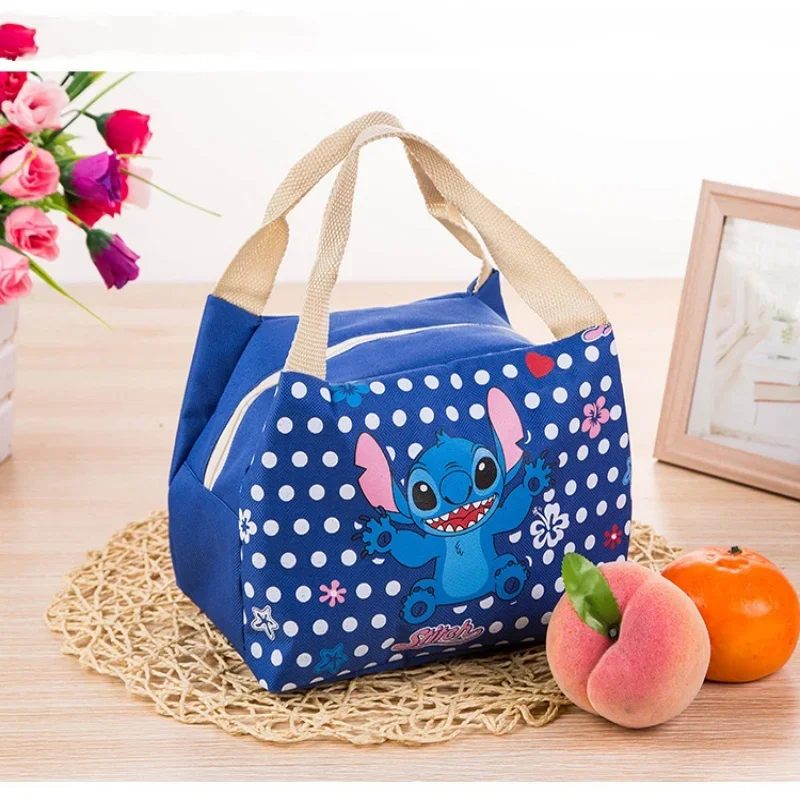 MINISO Anime Disney Lunch Box Bag Cute Cartoon Stitch Hello Kitt Insulation Thick Tin Foil Insulation Bag Best Gift for Children