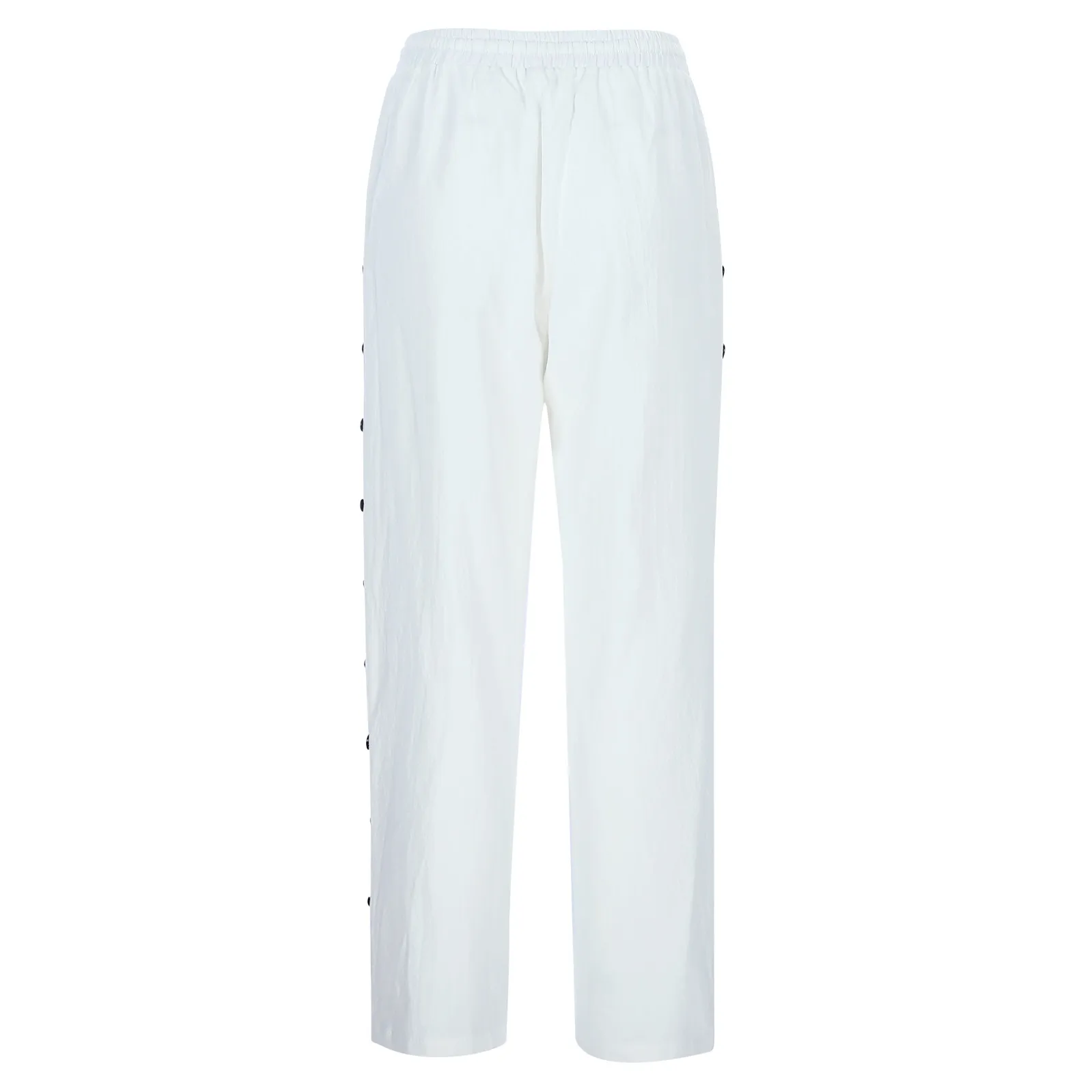 Women Whitee Side Button Harem Pants Drawstring Summer Female Trousers 2024 Casual Ankle Length Pants