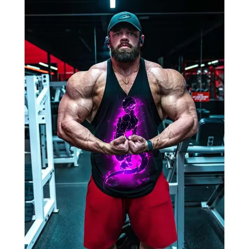Dragon Ball Z Majin Buu Frieza Gym Tank Top Men's Fitness Sweatshirt Quick Drying Breathable Sleeveless Shirt Singlet Undershirt