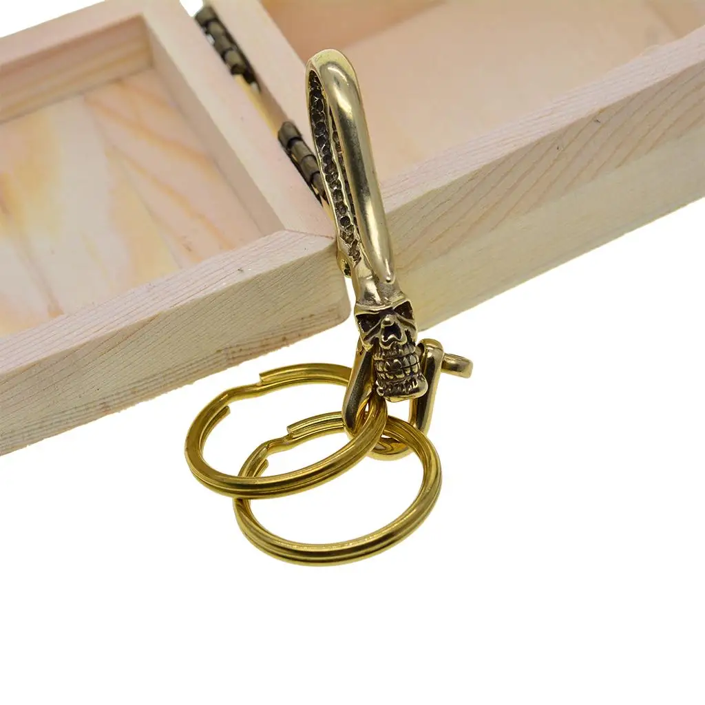 Brass Japanese Fish Hook Keychain Wallet Holder Belt Clip wit 2 Ring