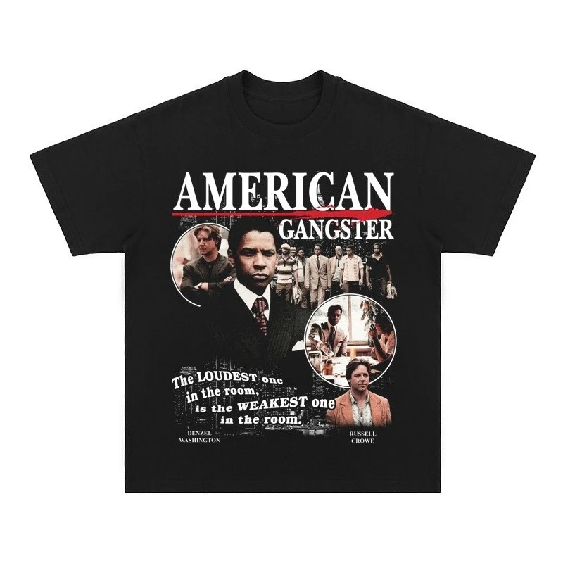 تي شيرت American Gangster American Old Retro VTG بأكمام قصيرة وحقن مباشر رقمي قابل للتنفس #2