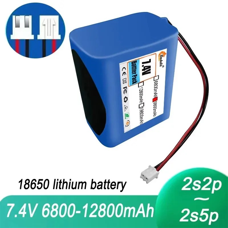 

2S2P 18650 battery pack 7.4V 18650 battery welding 6800mAh with XH2.54 PH2.0 Protection Replacement Battery Recorder loudspeaker